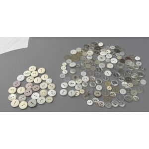 Vintage & Modern Button Lot 145 Piece Ivory Cream Neutral Round 2-Hole Plastic